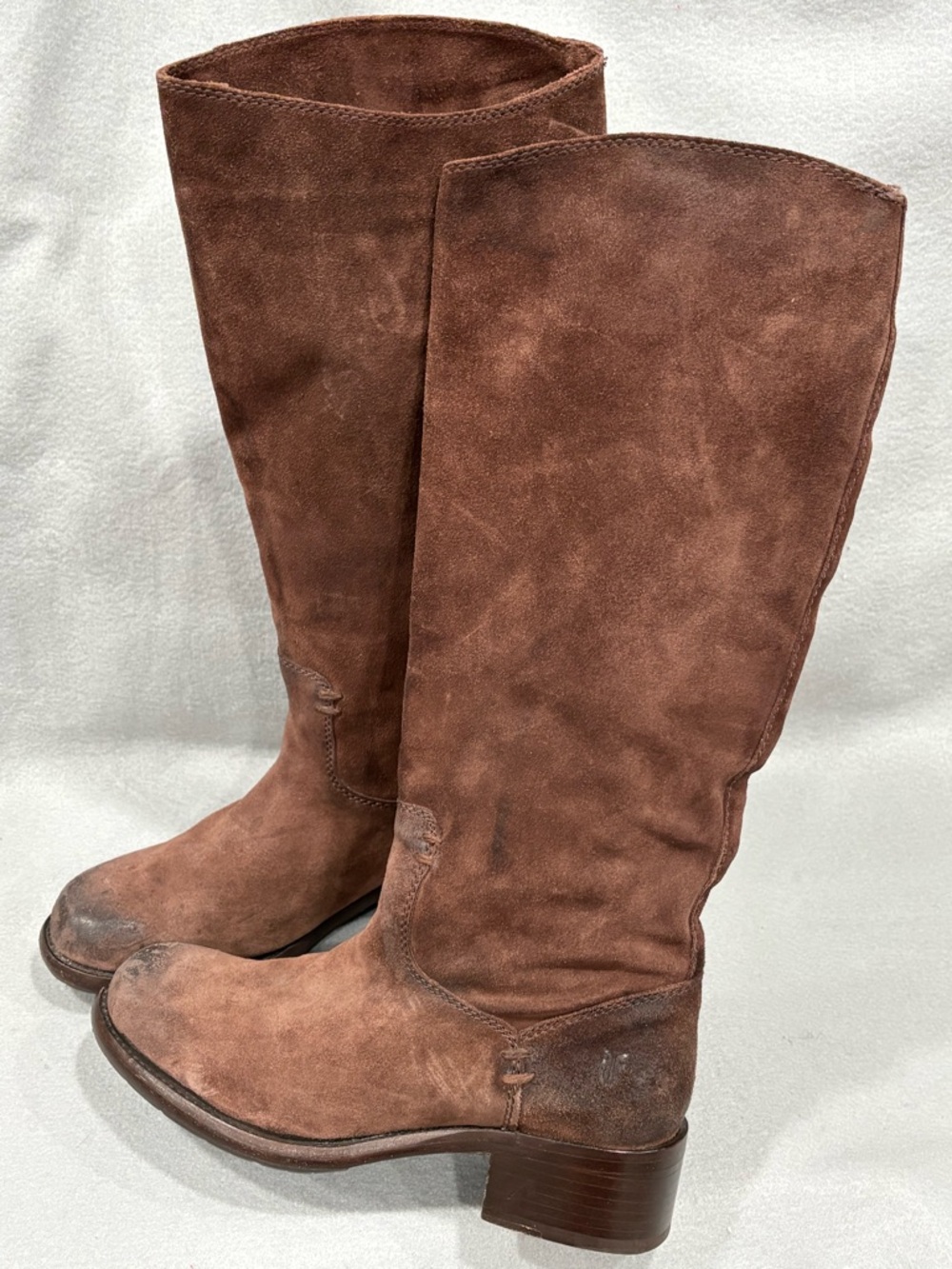 Frye Elena Pull On Distressed Suede Tall Western Riding Boots Size 7 B
